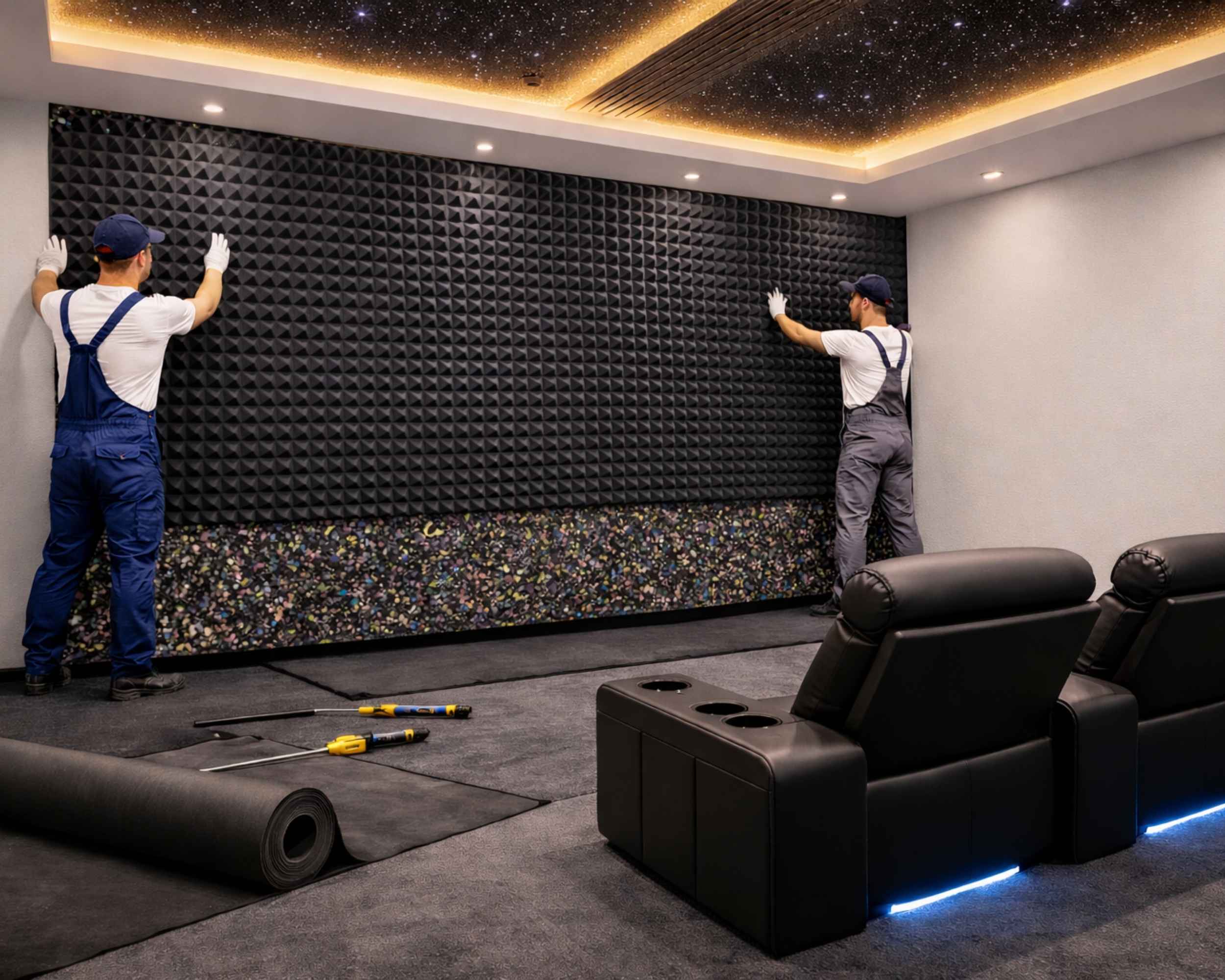 Acoustic panels for home theatre clarity and reverberation control